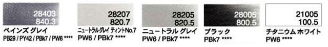ホルベイン　パンパステル　５色セット　グレイ 色見本