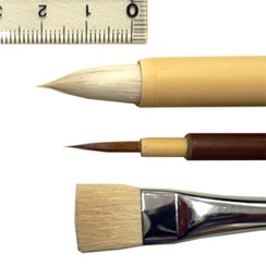 日本画用筆3本セット（面相筆、平筆、隈取筆）[精雲堂]（日本画／絵手紙用筆）